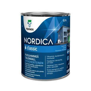 Фарба акрилова фасадна напівматова Teknos Nordica Classic для деревини Біла база 0.9 л LM-F-0362 &mdash; фото товару LEMBAR