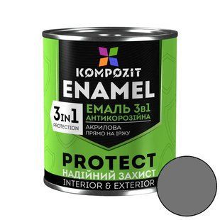 Емаль-ґрунт акрилова антикорозійна напівматова Kompozit 3 в 1 Protect для металу Сірий 0,75 кг LM-E-0039 &mdash; фото товару LEMBAR