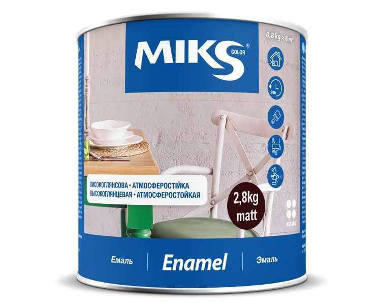 Емаль алкідна MIKS ПФ-115 універсальна Чорний матовий 2,8 кг LM-E-0130 &mdash; фото товару LEMBAR