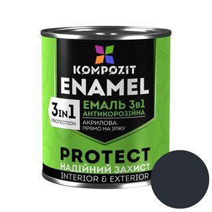 Емаль-ґрунт акрилова антикорозійна напівматова Kompozit 3 в 1 Protect для металу Графіт RAL 7024 0,75 кг LM-E-0042 &mdash; фото товару LEMBAR