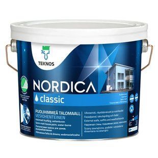 Фарба акрилова фасадна напівматова Teknos Nordica Classic для деревини Біла 2.7 л LM-F-0363 &mdash; фото товару LEMBAR