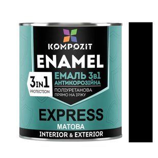 Емаль-ґрунт уретан-алкідна антикорозійна матова Kompozit 3 в 1 Express для металу Чорний RAL 9011 2,8 кг LM-E-0054 &mdash; фото товару LEMBAR