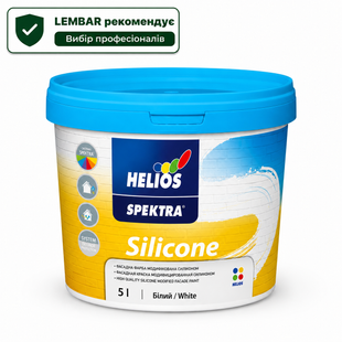 Фарба силіконова Helios Spektra Silicone фасадна Біла 5 л LM-F-0245 &mdash; фото товару LEMBAR