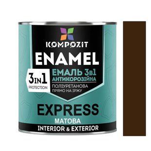 Емаль-ґрунт уретан-алкідна антикорозійна матова Kompozit 3 в 1 Express для металу Шоколадно-коричневий RAL 8017 0,8 кг LM-E-0055 &mdash; фото товару LEMBAR