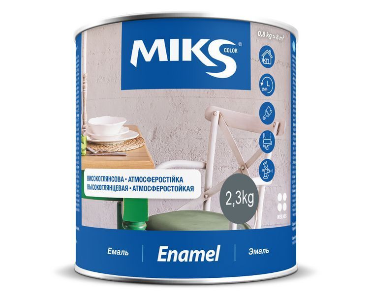 Емаль алкідна MIKS ПФ-115 універсальна Темно-сірий глянцевий 2,3 кг LM-E-0142 &mdash; фото товару LEMBAR