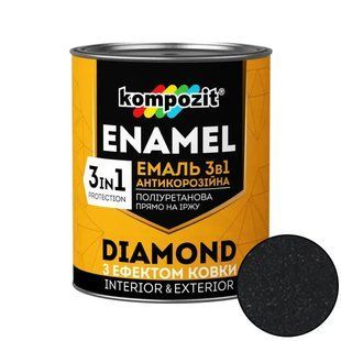 Емаль-ґрунт поліуретанова антикорозійна напівматова Kompozit 3 в 1 Diamond для металу Чорний 0,65 л LM-E-0060 &mdash; фото товару LEMBAR