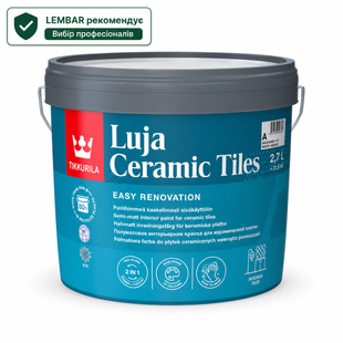Фарба акрилова інтер&rsquo;єрна напівматова Tikkurila Luja Ceramic Tiles для керамічної плитки Біла 2,7 л LM-F-0290 &mdash; фото товару LEMBAR