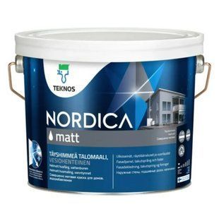 Фарба акрилатна фасадна глибокоматова Teknos Nordica Matt для деревини Біла 2.7 л LM-F-0359 &mdash; фото товару LEMBAR