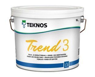 Фарба акрилатна інтер&rsquo;єрна глибокоматова Teknos Trend 3 для стель Біла 9 л LM-F-0371 &mdash; фото товару LEMBAR